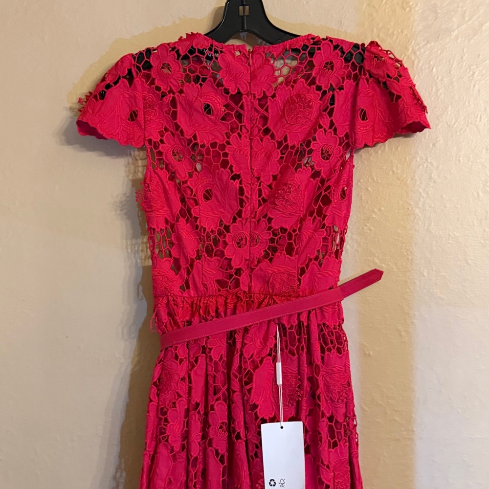 $555 SELF-PORTRAIT Poppy Belted Lace Midi Dress size US 2 No slip included! - Picture 8 of 15